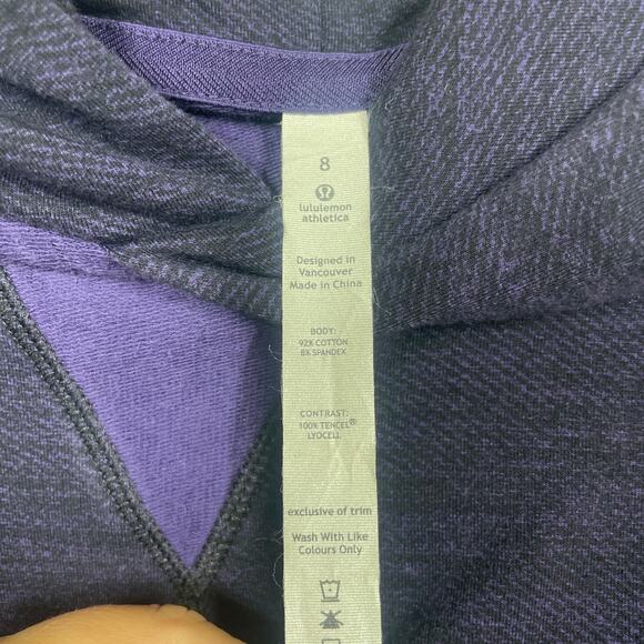 Lululemon Size 8 Pull Me Over Hoodie Purple Cotton Blend Long Sleeves Stretch - Picture 8 of 8